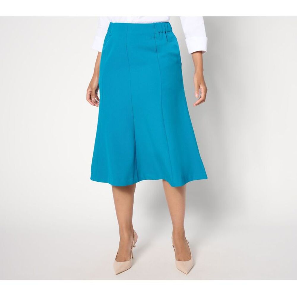 Isaac Mizrahi Live! Women's Skirt Sz L Timeless Twill Below the Knee Blue